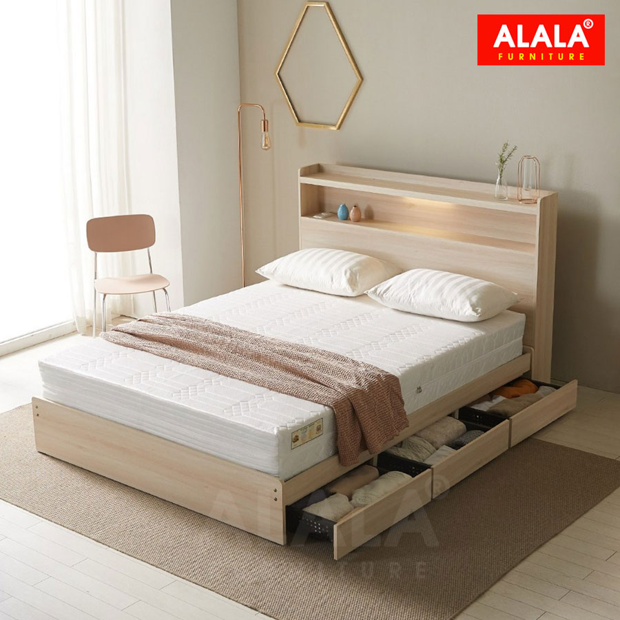 Giường ngủ ALALA1216 + 3 hộc kéo / Miễn phí vận chuyển và lắp đặt/ Đổi trả 30 ngày/ Sản phẩm được bảo hành 5 năm từ thương hiệu ALALA/ Chịu lực 700kg 