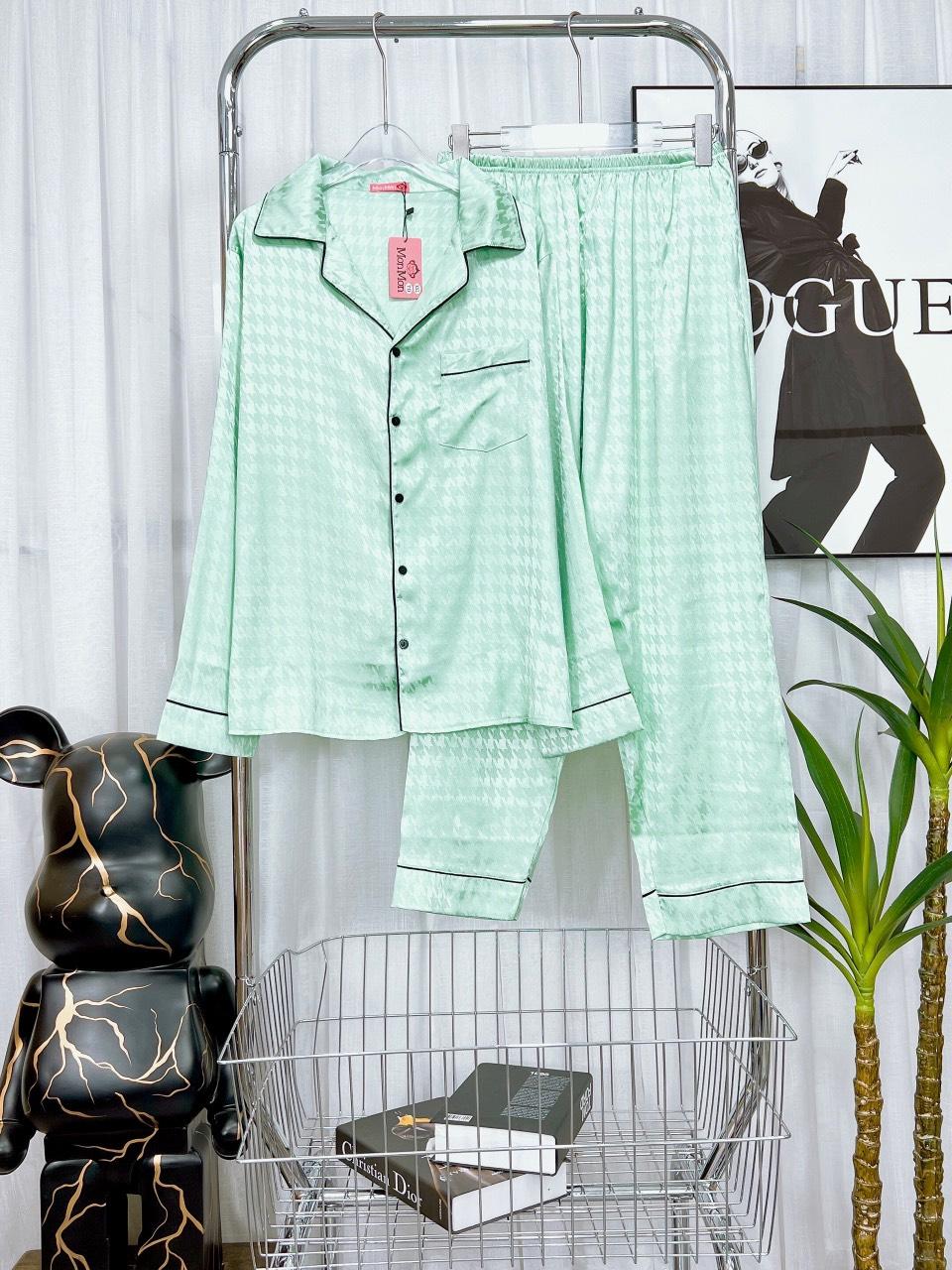 Đồ Bộ Lụa Gấm Xước Cao Cấp, Tay Dài, Bigsize, Pyjama, Hoạ Tiết, Dễ Thương, 65kg~85kg, LGX_TD_04