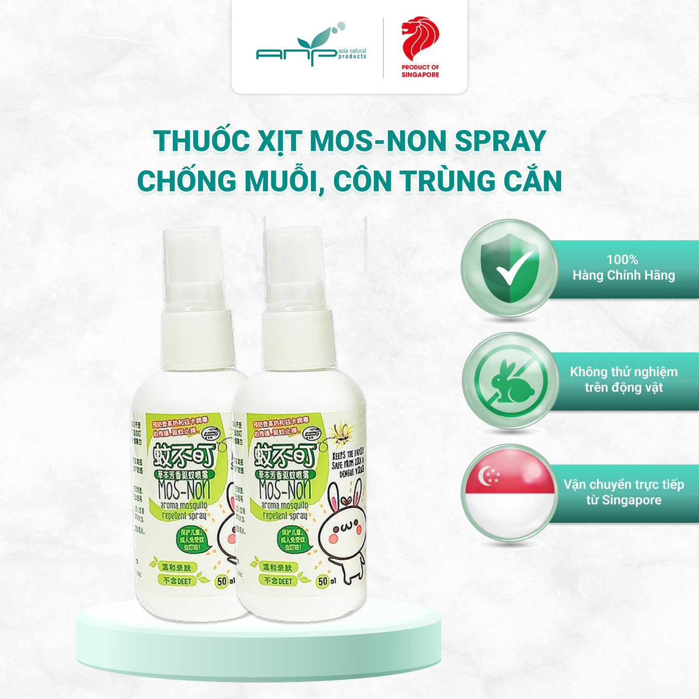 Thuốc Xịt Đuổi Muỗi Ngăn Ngừa Côn Trùng Cắn Mos-Non Spray Với Tinh Dầu Sả Và Oải Hương Không Chứa DEET An Toàn Khi Sử Dụng 50ml