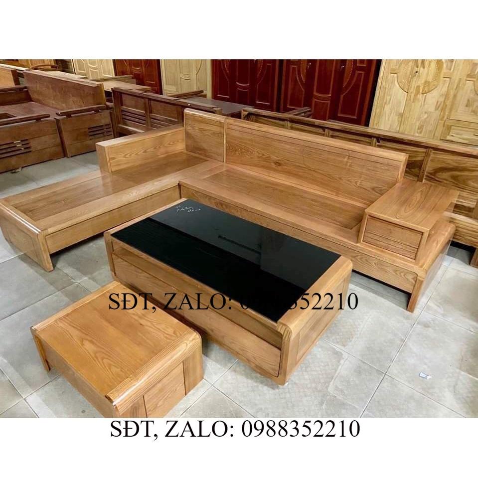 Bộ sofa góc nghệ thuật gỗ sồi phòng khách SFSHĐ-04