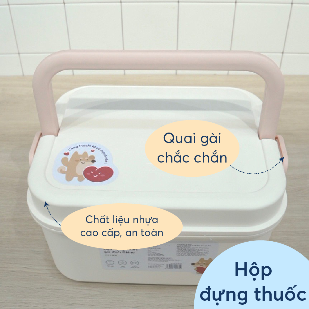 Hộp đựng thuốc gia đình kín khí có tay cầm Okina INOCHI