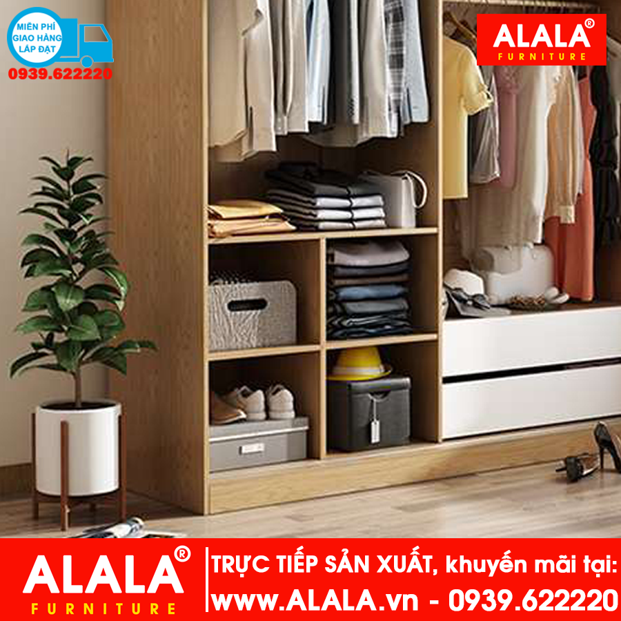 Tủ quần áo ALALA265 Gỗ HMR chống nước - www.ALALA.vn - 0939.622220