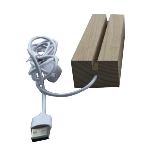 2X LED Display Lights Wooden Lighted Base Stand for Crystal Warm White B Type