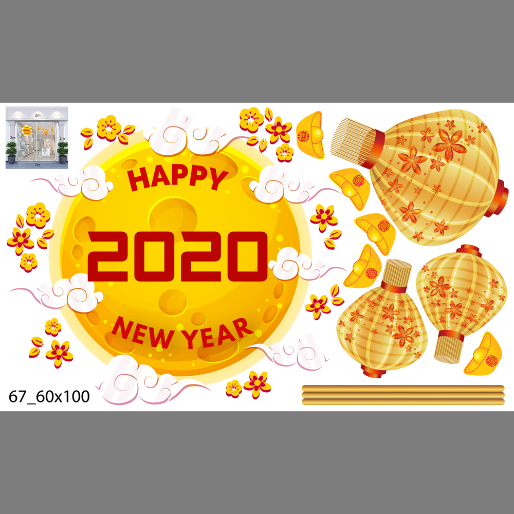 Decal trang trí tết xuân 2020 combo số 9