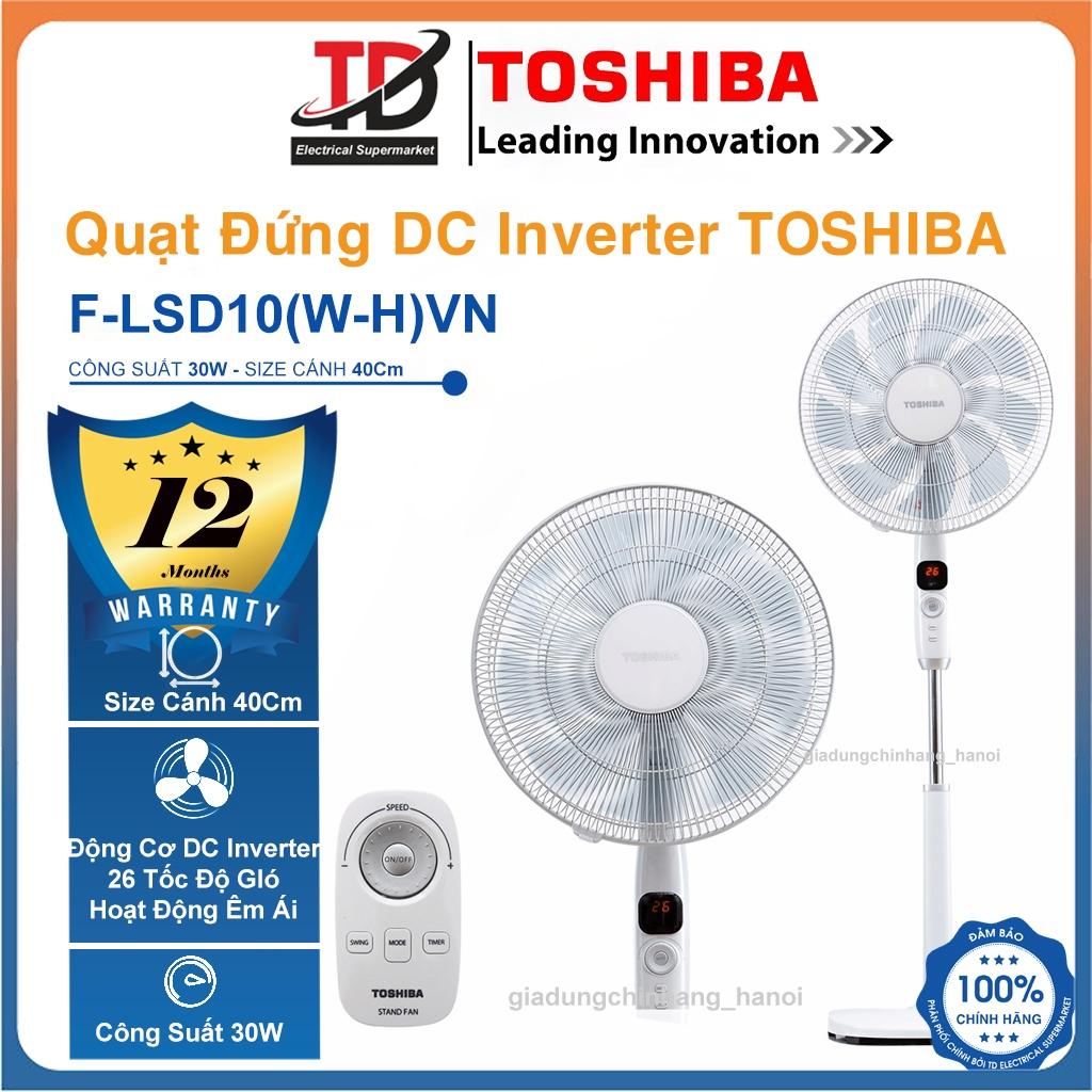 Quạt Đứng Toshiba F-LSD30(W)VN, 9 cánh Động Cơ DC inverter 26 Tốc Độ Gió, Hàng Chính Hãng