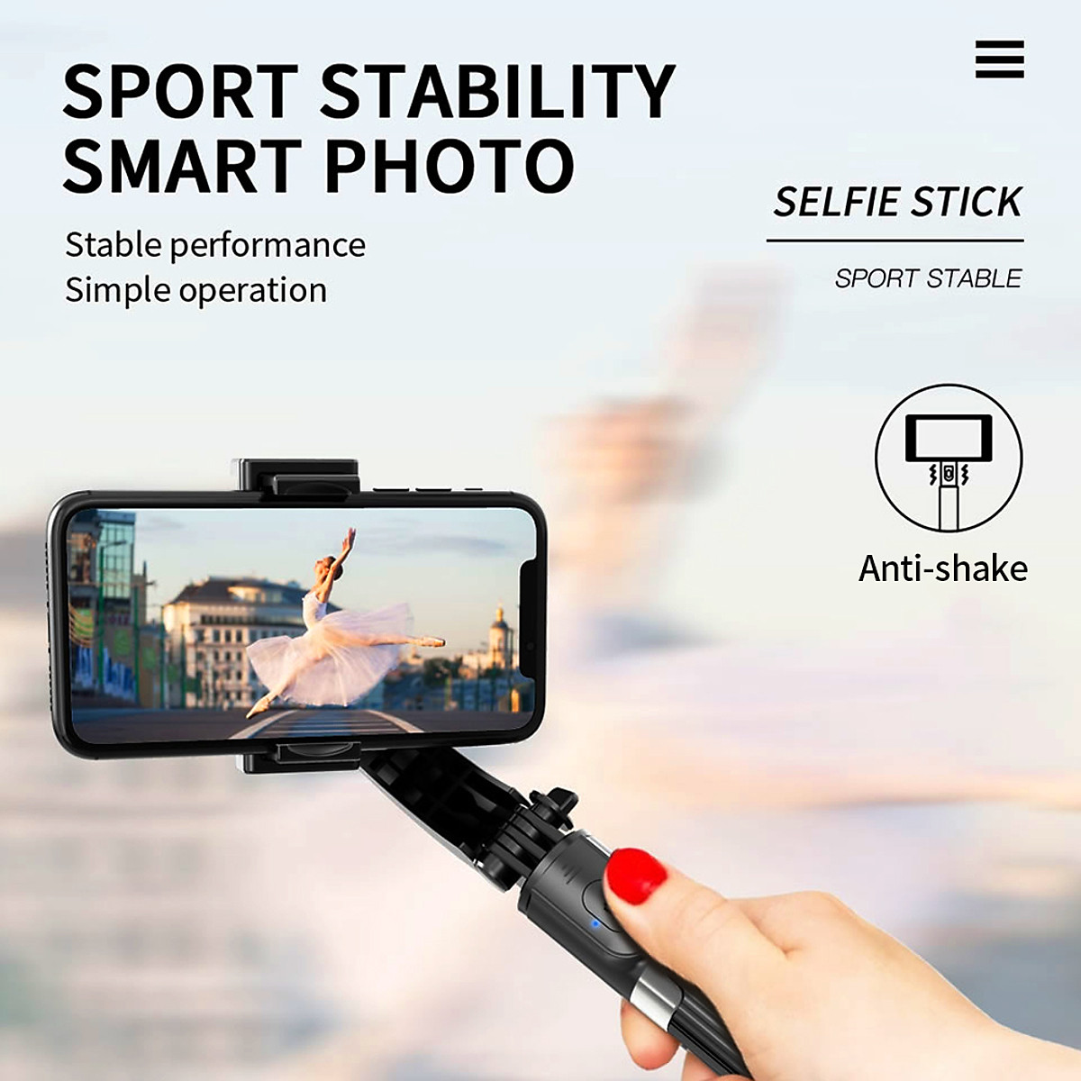 Gậy chụp hình selfie quay phim chống rung kiêm tripod đa năng 2 in 1 kèm remote bluetooth không dây hiệu HOTCASE Gimbal Stablizer L08 hỗ trợ nhiều mức thay đổi độ dài, tripod 3 chân chắc chắn, xoay 360 độ - Hàng nhập khẩu