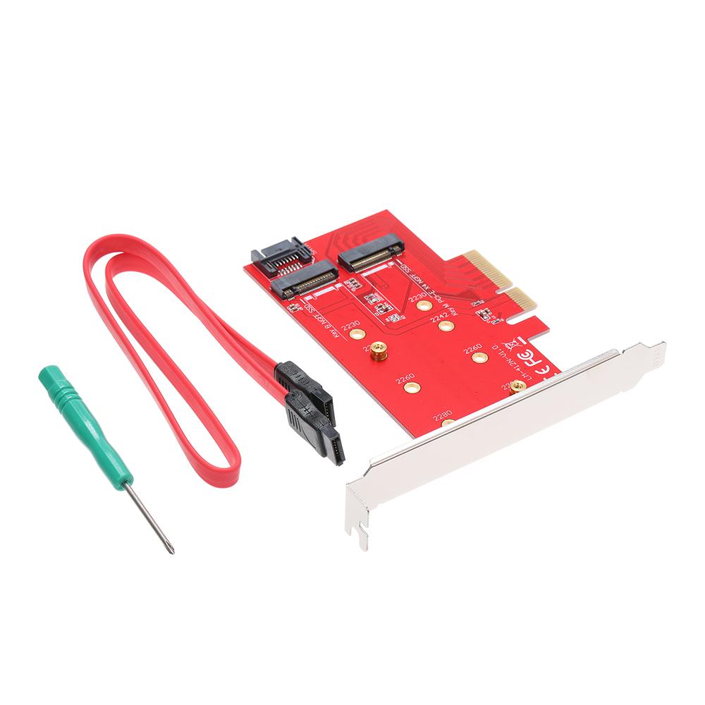 M.2 NVME NGFF SSD and B Key M Key M.2 NGFF SSD to PCI-E Express x4 Adapter Dual Slots