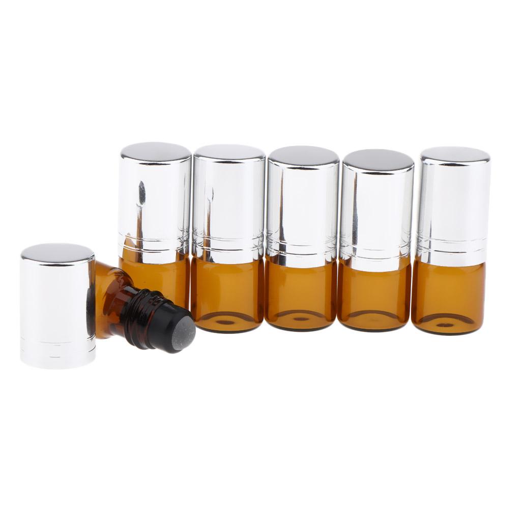 6x 2mL Empty Roller Bottle w/ Glass Ball for Essential Oils