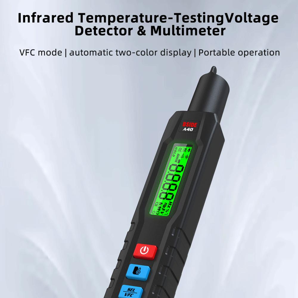 Digital Multimeter Professional Voltage Resistance Frequency Temperature Measurement Test Meter Continuity Testing Temp Detector Multitester Digital Backlight Display VFC Tester