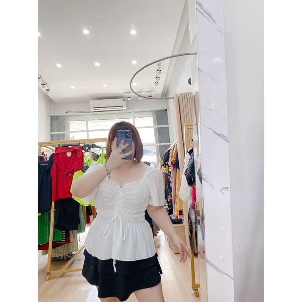Áo nhún hoa nhí Bigsize tay ngắn 50-85kg form peplum. Hình thật Bụ Bẫm shop