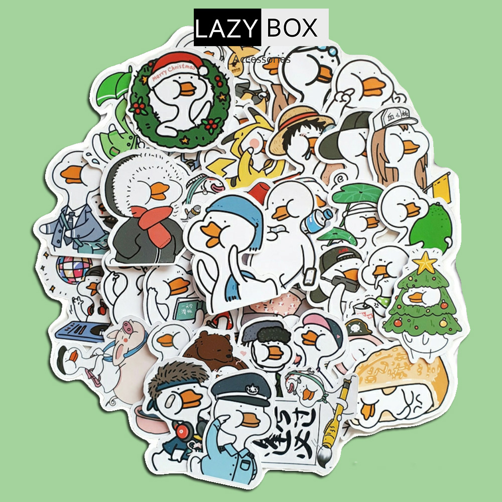 Sticker hình dán vịt troll  dễ thương cute, pastel trang trí mũ bảo hiểm, dán Laptop, journal, sổ tay