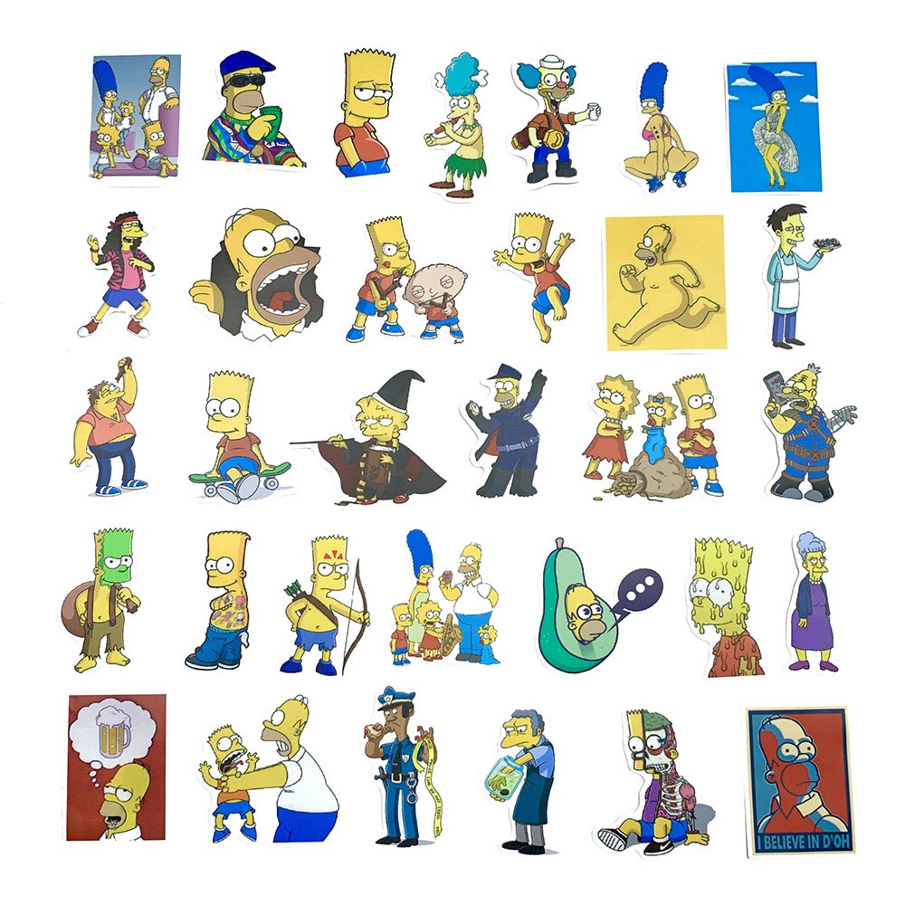 Sticker Gia đình Simpson The Simpsons Ngẫu Nhiên Chất Lượng Cao Chống Nước Trang Trí Nón Bảo Hiểm Vali Đàn Xe Máy Xe Đạp