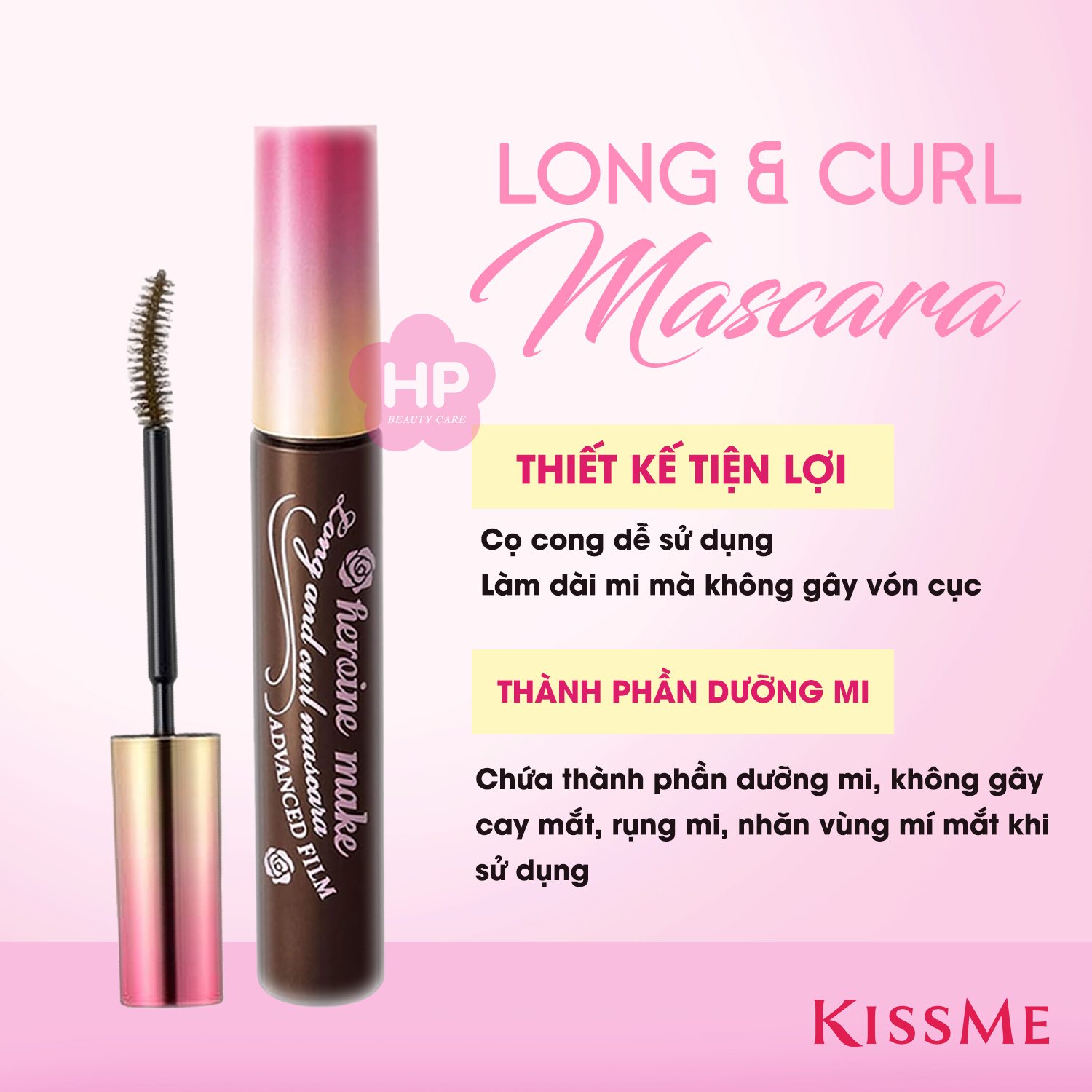 Mascara Dạng Màng Film Nâng Cao Siêu Chống Trôi Giúp Nâng Cong Và Vuốt Dài Mi Màu Nâu #02 Kissme Heroine Make Long &amp; Curl Mascara Advanced Film 6 G