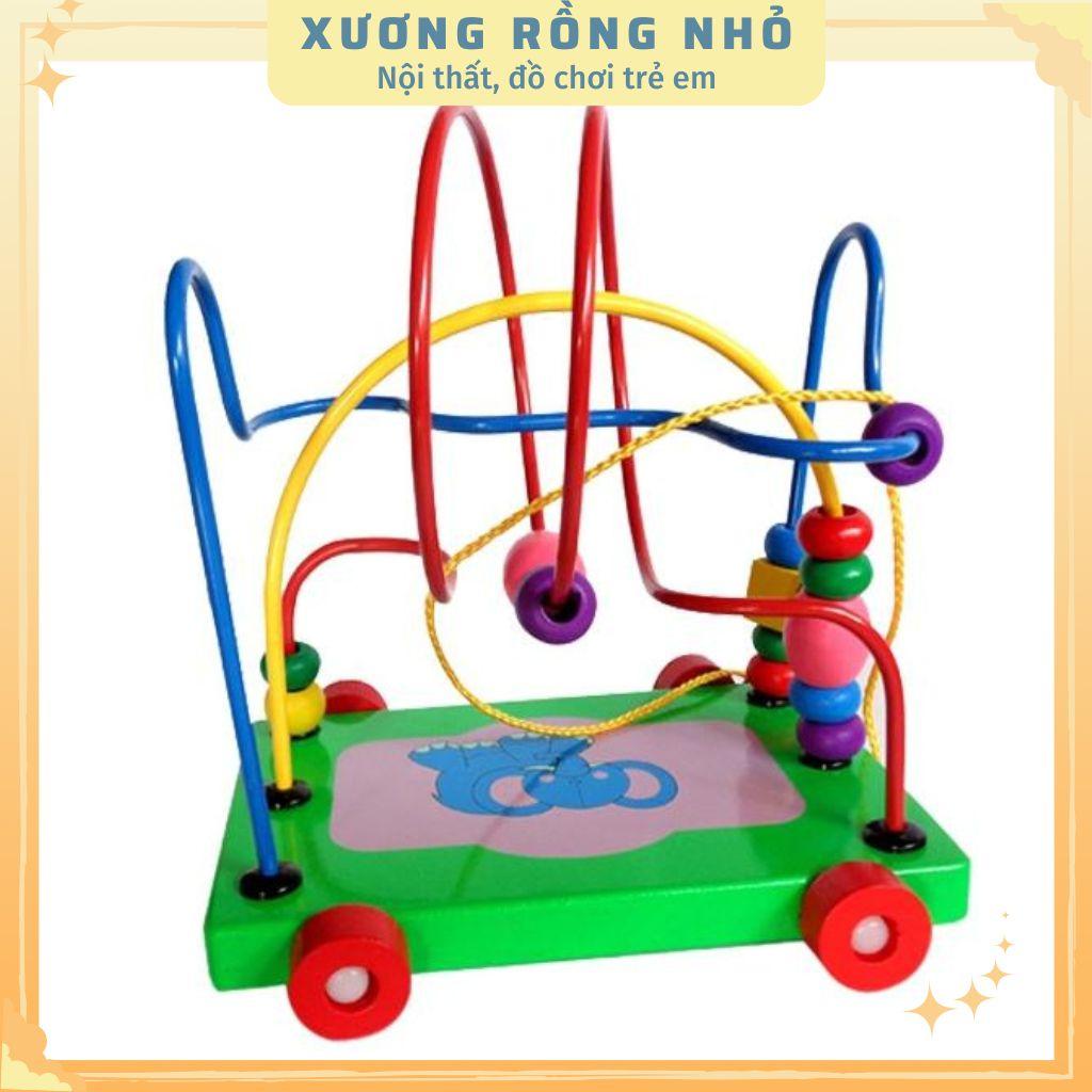 Size lớn - Đồ chơi xe kéo luồn hạt bằng gỗ cho bé phát triển tư duy