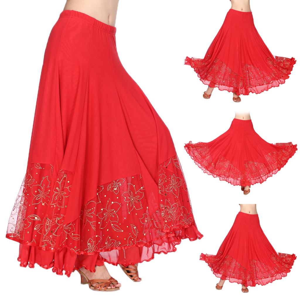 Women’s Flamenco Ballroom Dance Skirt Full Circle Swing Skirt Costume