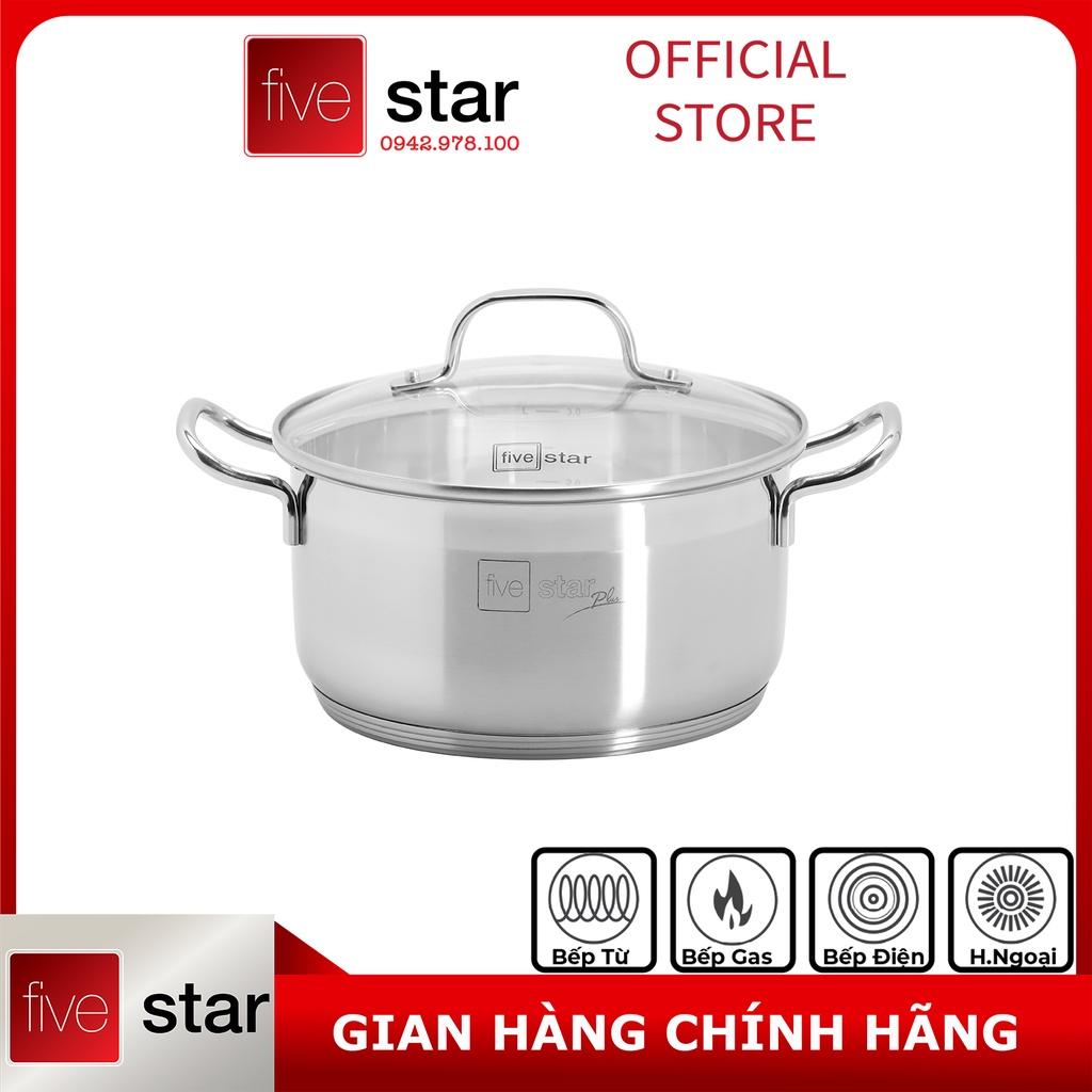 Bộ Nồi 5 Đáy Inox 304 Cao Cấp Bếp Từ Fivestar Plush FPB55D001 Nắp Kính , bảo hành 25 năm