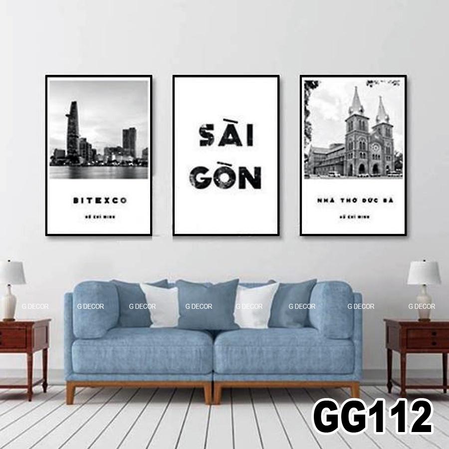 Tranh treo tường canvas 3 bức phong cách hiện đại Bắc Âu 197, tranh phong cảnh phòng khách, phòng ngủ, spa, decor