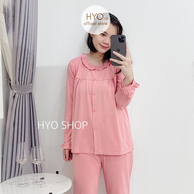 Bộ bầu sau sinh mặc ở nhà thu đông Cotton mềm có khóa ngực cho con bú