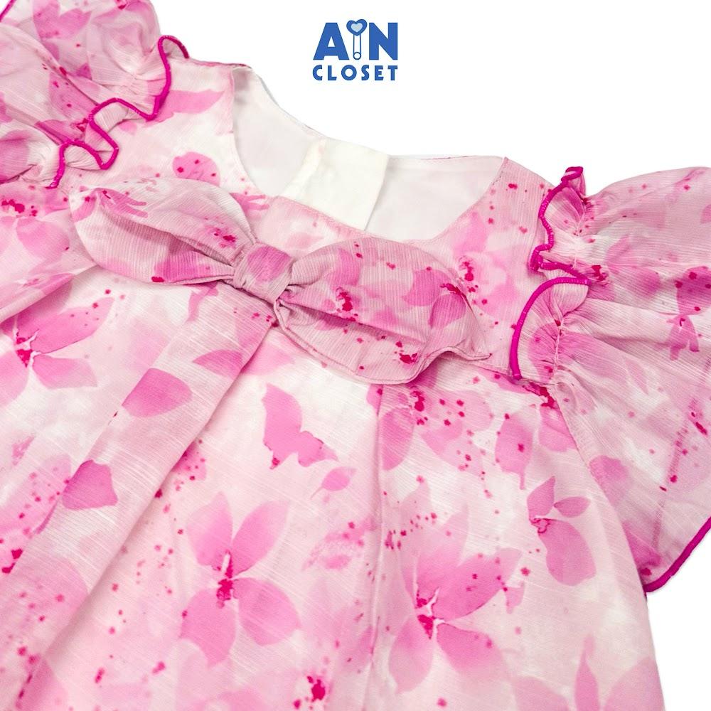 Đầm bé gái họa tiết hoa Lan Hồng Tím voan - AICDBGYHMIVW - AIN Closet