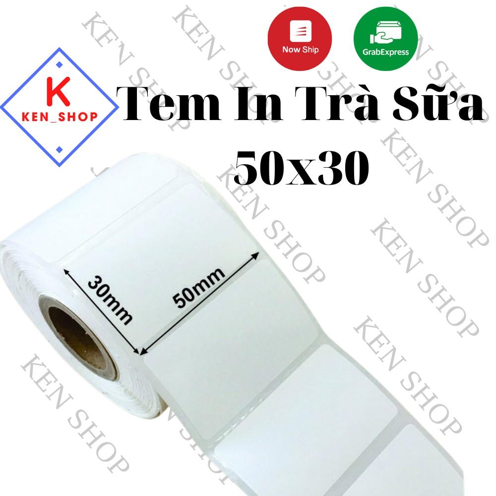 Giấy in tem trà sữa 50x30 (950 tem), 40x30 ( 800 tem) decal nhiệt, giấy in tem dán trà sưa, trà chanh