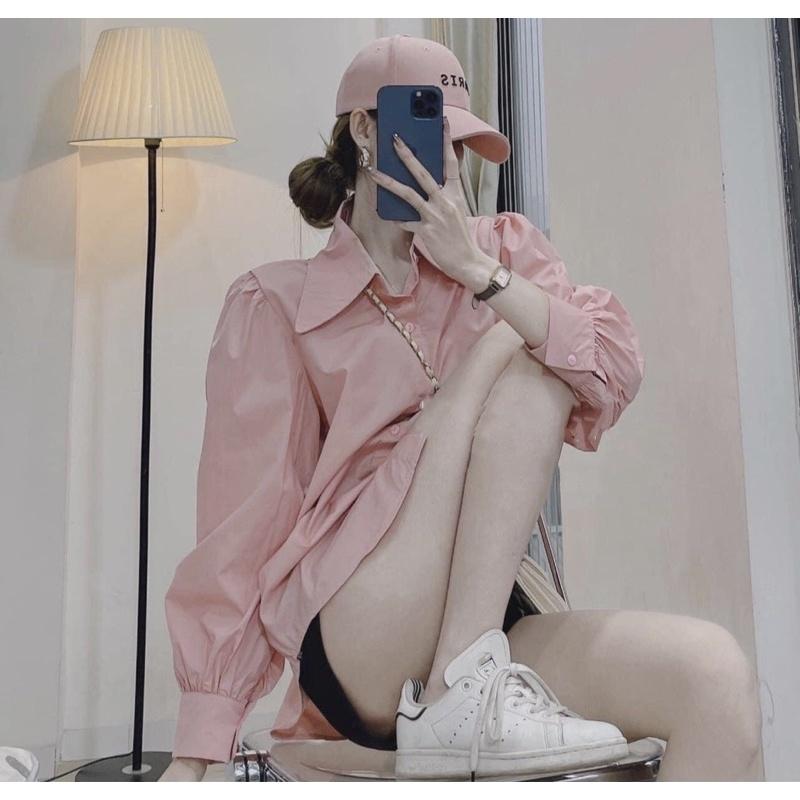 Áo sơ mi cổ sơ mi dáng suông đuôi tôm hottrend cho nữ