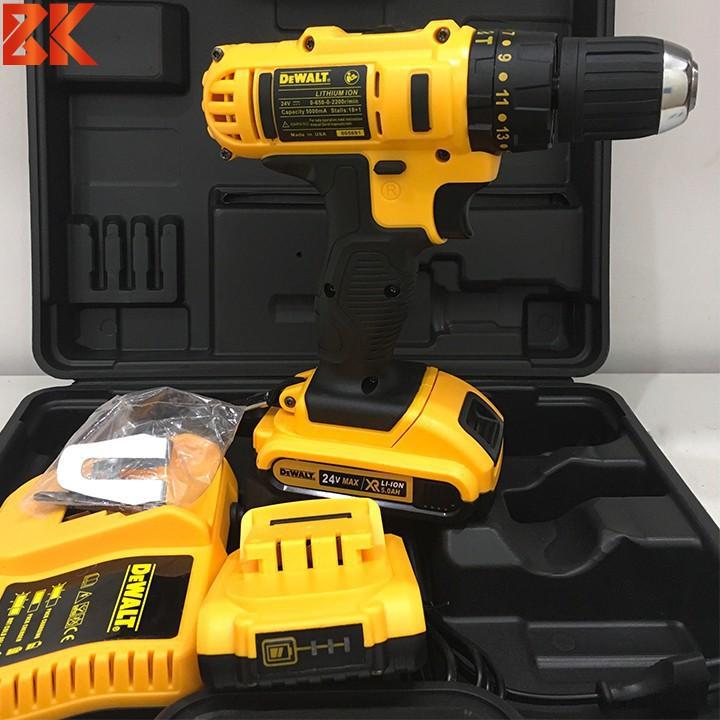 Máy Khoan Pin Dewalt 24V - Có Búa - Lõi Đồng - 3 Chức Năng- Pin chuẩn 5 cell - Máy Bắt vít