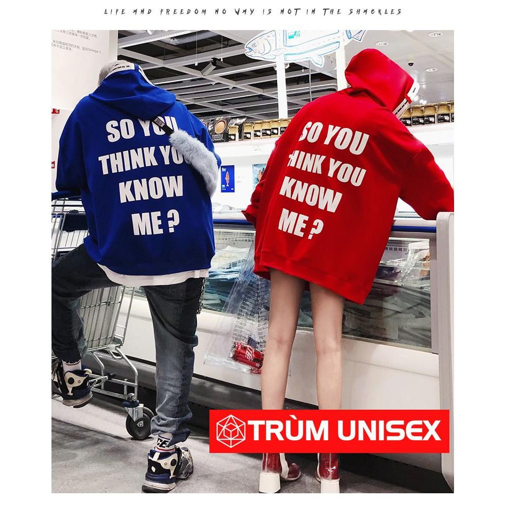 Áo Hoodie Thun Nỉ Nam Dài Tay Có Mũ Kiểu Dáng Thời Trang màu xanh SO YOU THINK YOU NOW ME aothununisex