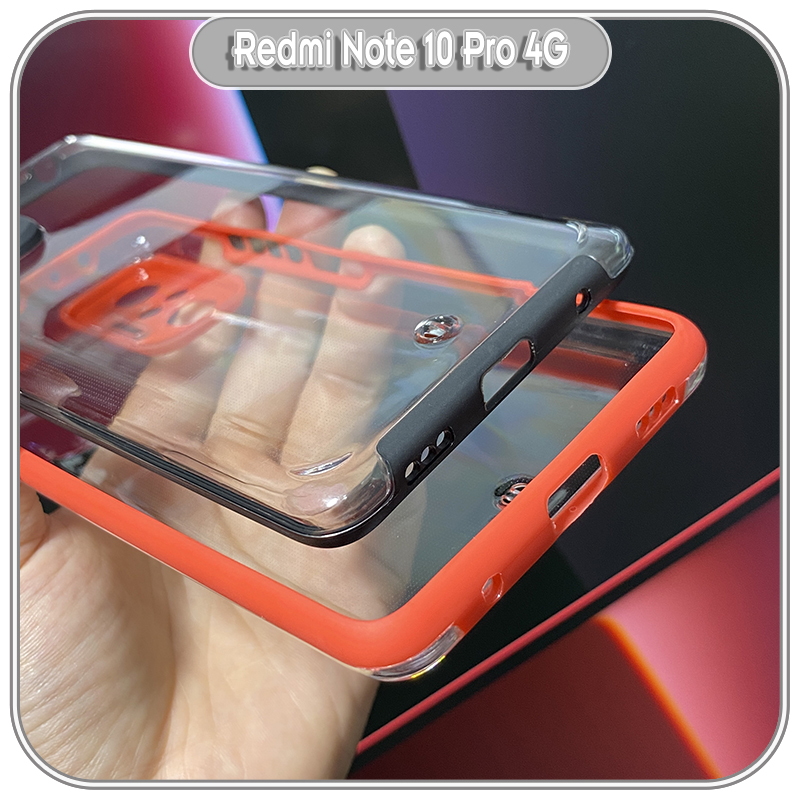 Ốp Lưng cho Xiaomi Redmi Note 10 Pro 4G PC Trong Suốt Viền Màu Mỏng ,Che Camera - Hàng Nhập Khẩu