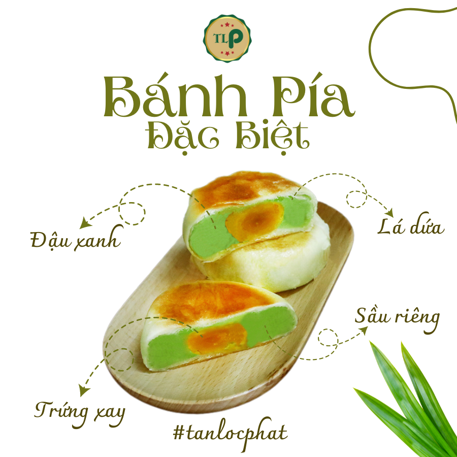 Bánh Pía Đặc Biệt TLP | Nhân Trứng Xay | Vị Lá Dứa Sầu Riêng Đậu Xanh | Túi 350g 4 Bánh | Đặc Sản Sóc Trăng