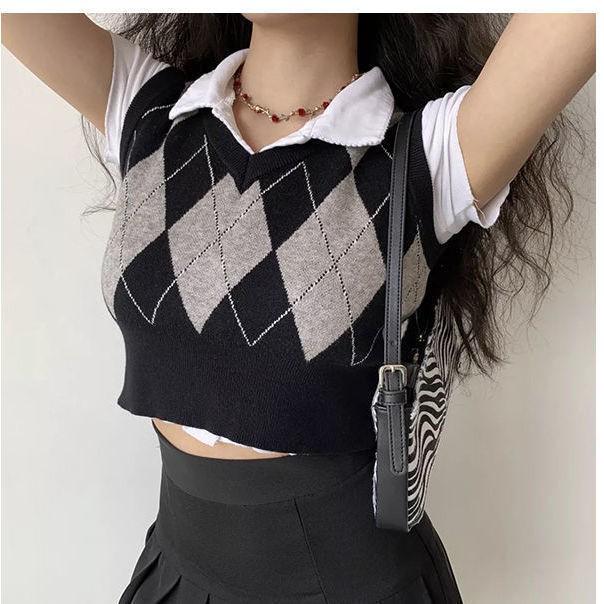 Gile Len Nữ | Áo Gile Len Dệt Kim Dáng Croptop Ulzzang Nhiều Màu Dành Cho Nữ, Phong Cách Hàn Quốc, Hàng Quảng Châu