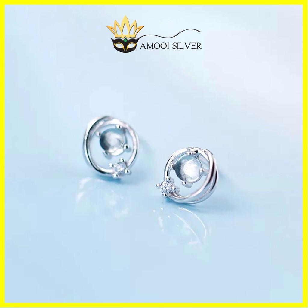 Bông tai bạc S925 blue eye - Amooi Silver AB55