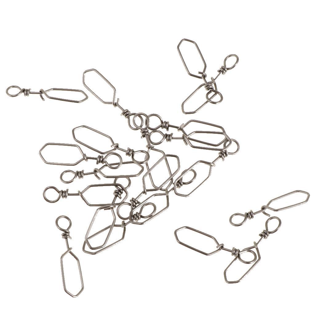 20Pcs High Strength Fishing Rolling Swivel with Coastlock Snap, Copper Stainless Steel Connector