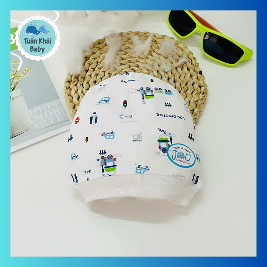 Set 5 Cái Mũ Sơ Sinh Cotton Họa Tiết JOU cho bé trai, bé gái 0-3 Tháng