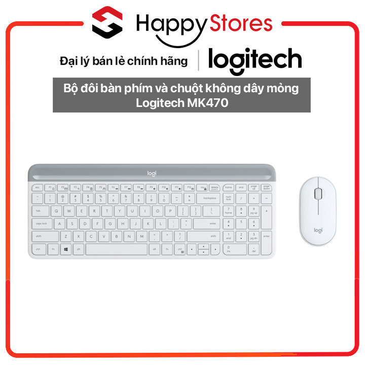 Bộ đôi bàn phím và chuột không dây mỏng Logitech MK470 - HÀNG CHÍNH HÃNG