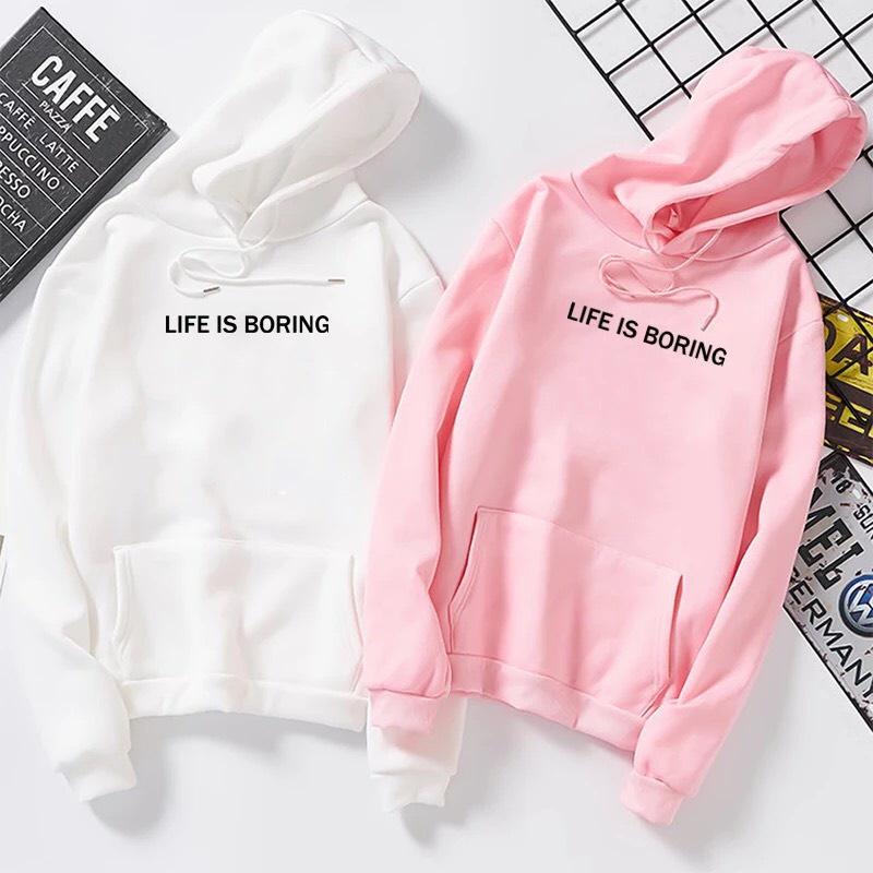 ÁO HOODIE NAM NỮ IN LIFE IS BORING