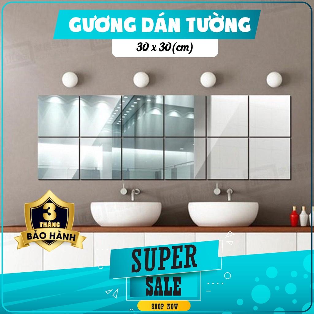 Combo 6 miếng Gương dán tường trang trí nhà tắm phòng khách 30x30cm