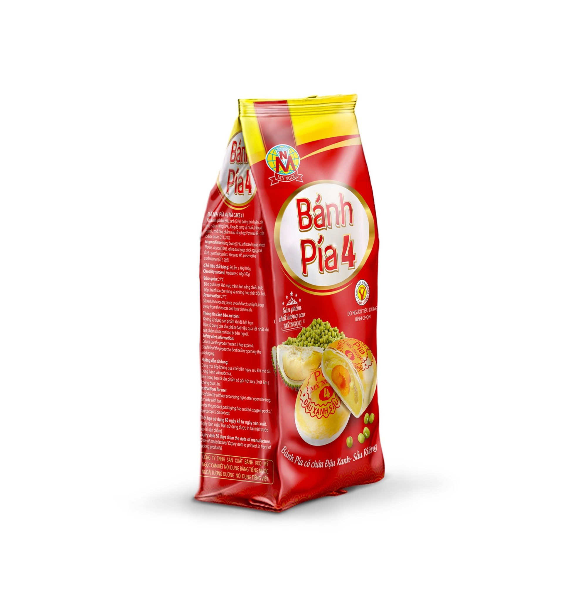 250g Bánh Pía số 4 ĐẬU XANH Sầu Riêng 1/4 trứng muối MỸ NGỌC