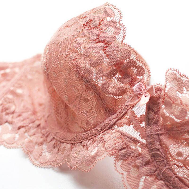 CINOON Pháp Ren Thêu Bộ Đồ Lót Mỏng Cúp Áo Bralette Đẩy Lên Áo Ren Lót Trong Suốt Áo Ngực Và Quần Bộ