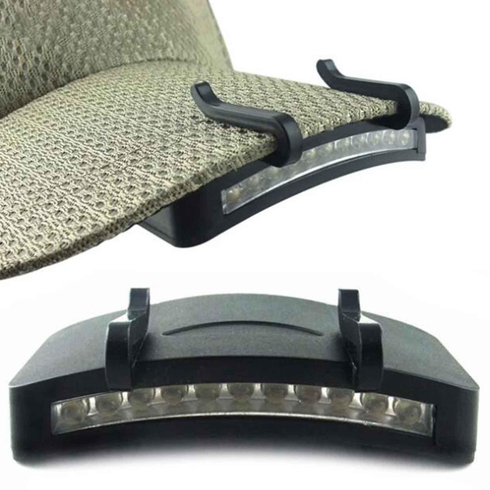 Clip On LED Head Lamp Hat Light Headwear Brim Fishing Battery
