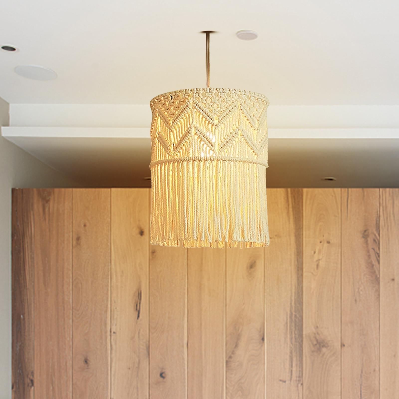 Handwoven Macrame Pendant Lamp Chic Bedroom Lamp