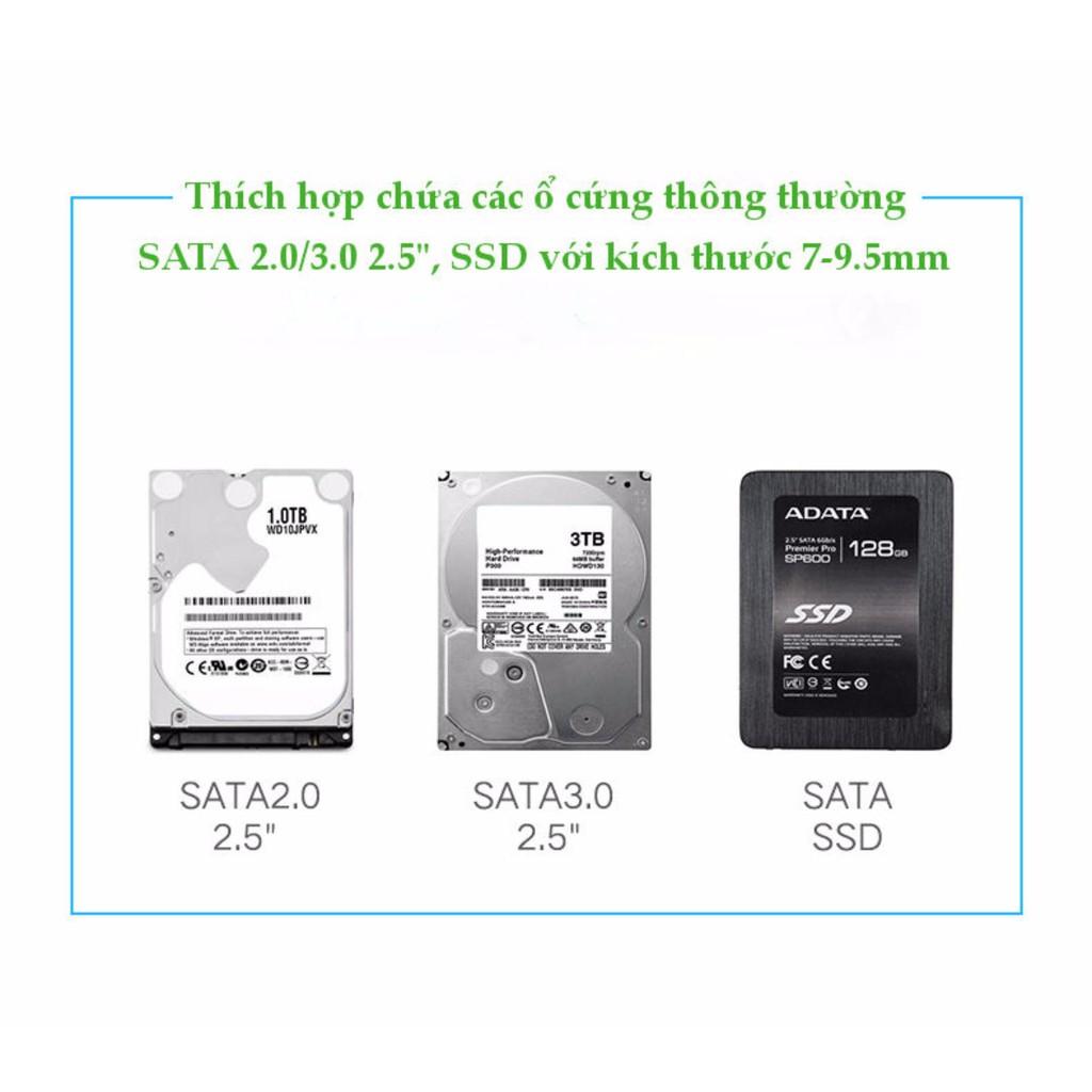 Vỏ hộp đựng ổ cứng SATA 2.0/3.0 2.5&quot; và SSD vỏ nhựa ABS cao cấp UGREEN US221