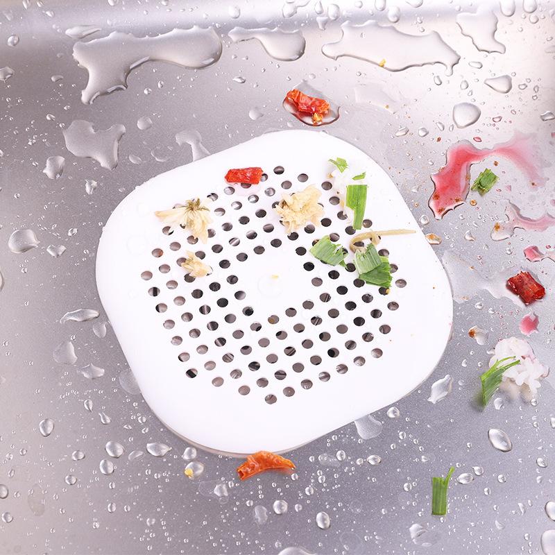 Miếng lọc bảo vệ cho lỗ thoát nước nhà bếp/nhà tắm bằng silicon có cốc hút có thể lọc tóc tiện lợi
