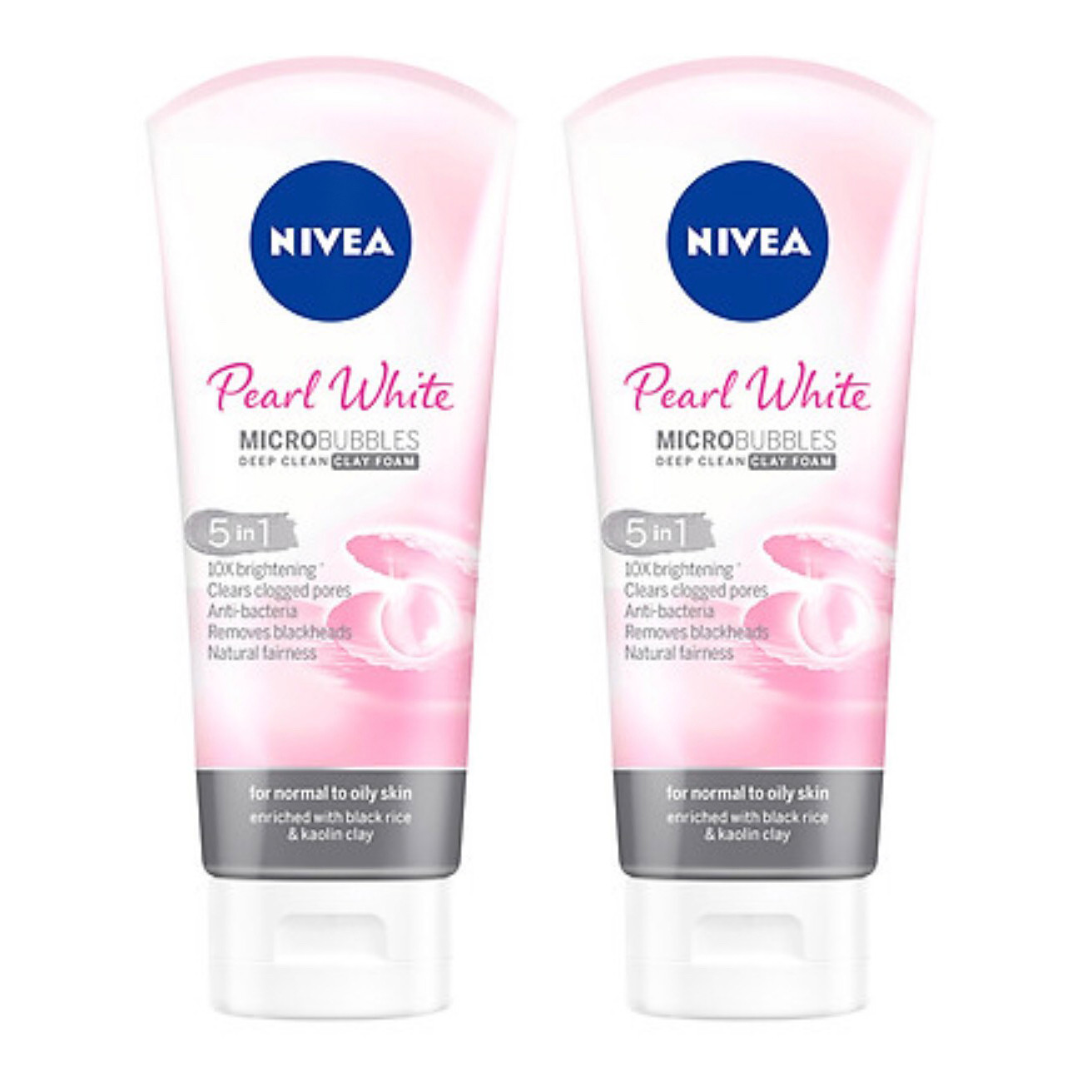 Bộ 2 Sữa rửa mặt NIVEA Pearl White Đất Sét giúp trắng da ngọc trai (100g*2)