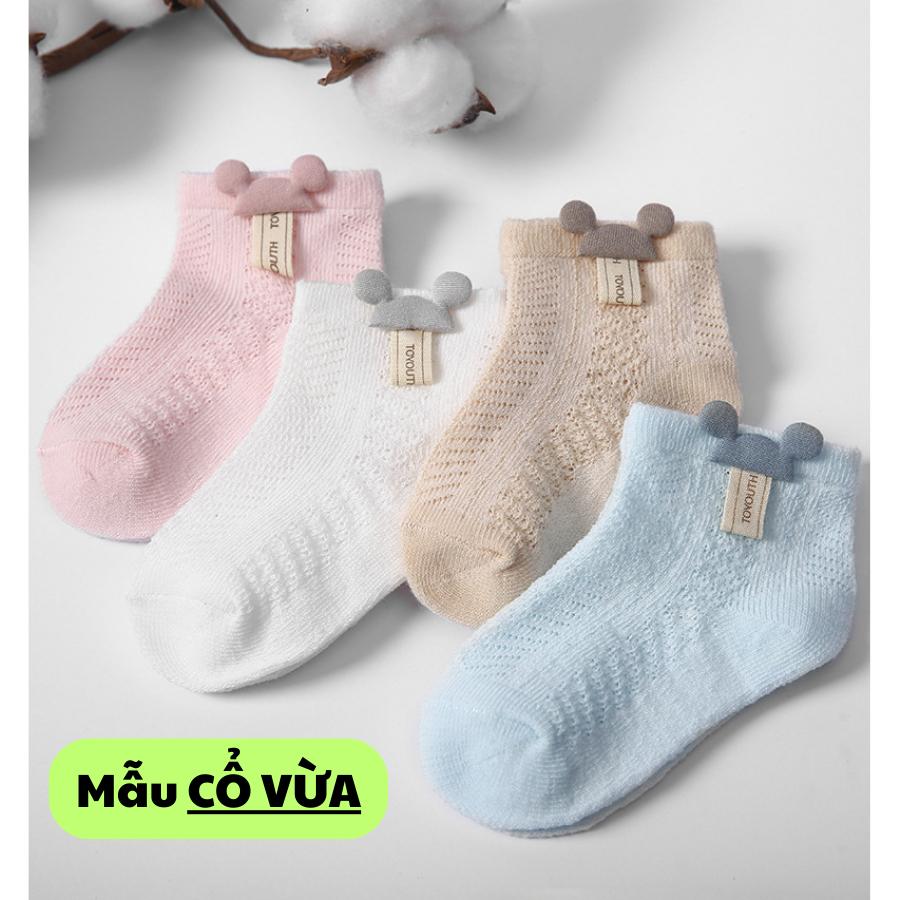 Tất Vớ Lưới Cổ Cao Đính Hình Mickey | Cà Rốt Mềm, Co Giãn Tốt Thoáng Khí Cho Bé Từ 0-2 Tuổi Phù Hợp Cho Mang Quanh Năm - Vàng - Mickey