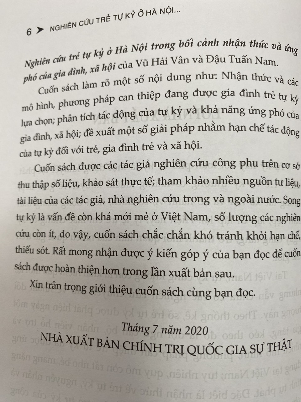 Nghiên cứu trẻ tự kỷ ở Hà Nội trong bối cảnh nhận thức và ứng phó của Gia đình, Xã hội