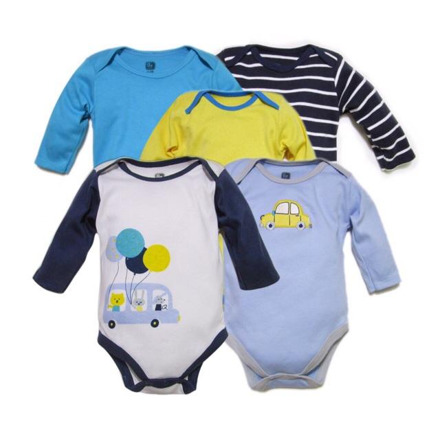 Set 5 body dài tay xuất mỹ cho bé trai và gái từ 0-12 tháng tuổi, set 5 body suit, body suit dài tay