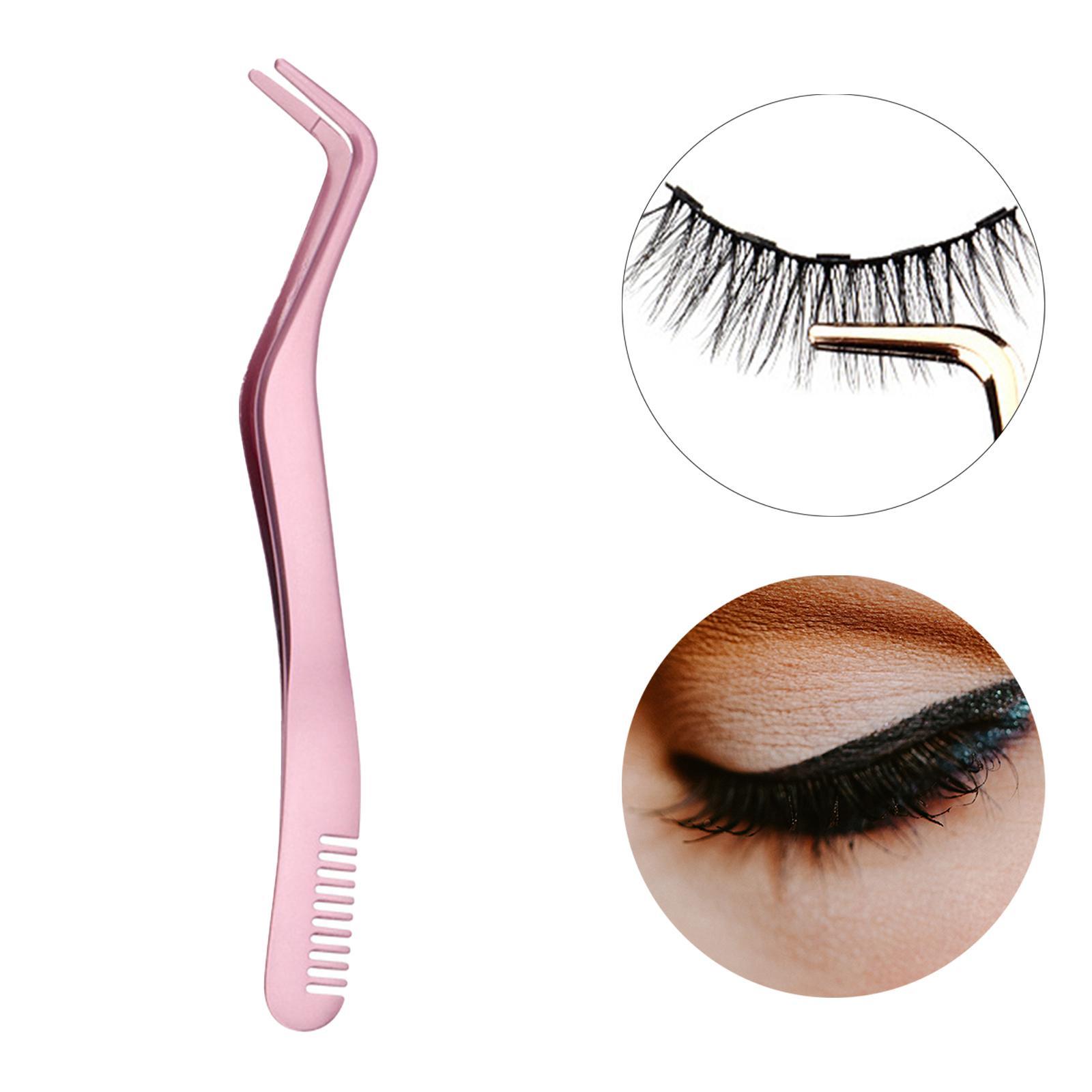 Professional 2 in 1 Curved Lashes Eyelash Tweezers, False Eyelash Tool for home Salon