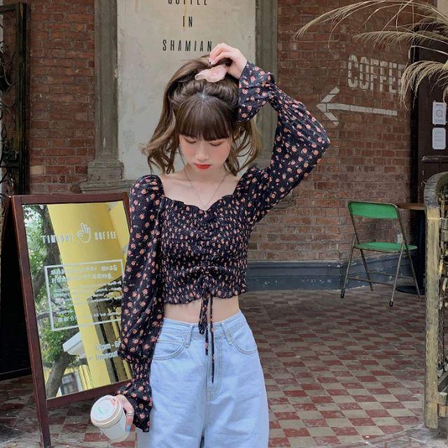 (SẴN) Áo croptop rút dây S9