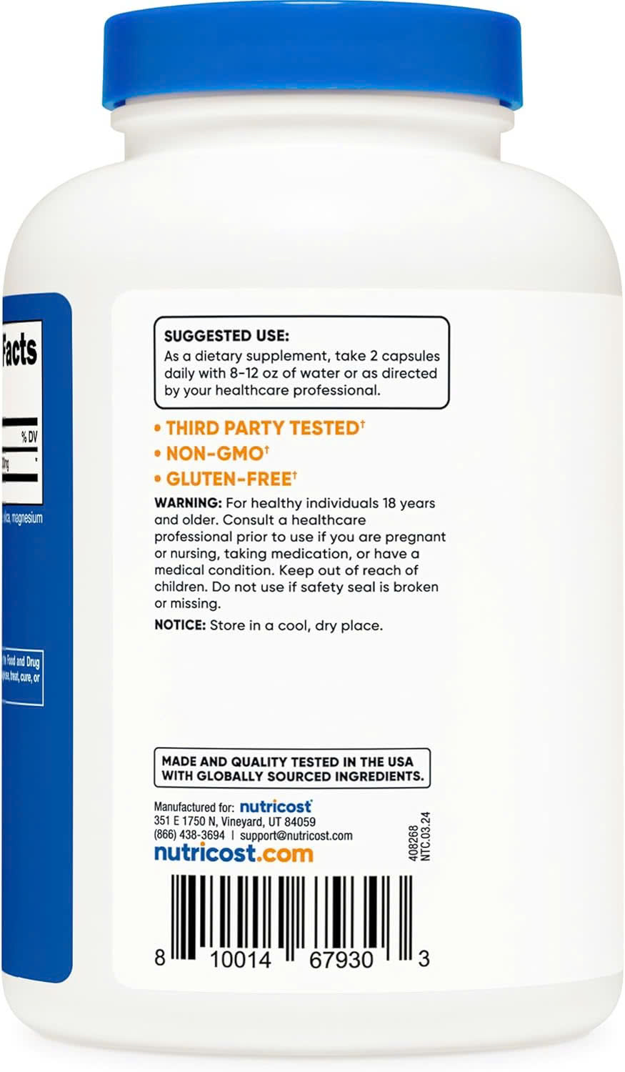 Viên Uống Giảm Mỡ Nutricost L-Carnitine Tartrate (1000mg), Hỗ Trợ Đốt Mỡ, Bổ Sung Năng Lượng