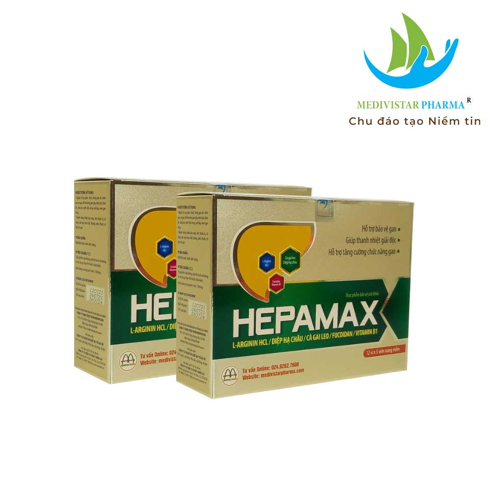 Combo 2 Hộp Bổ Gan Thảo Dược Hepamax Chứa FucoidanGiúp Thanh Nhiệt Giải Độc, Hết Mẩn Ngứa, Tằng Cường Chức Năng Gan 60 Viên/Hộp